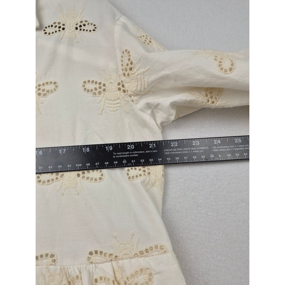 Anthropologie The Bettina Tiered Mini Shirt Dress Embroidered Bee Edition Large - Picture 6 of 16
